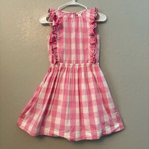 Crewcuts pink and white gingham embroidered ruffled cotton sundress size 12